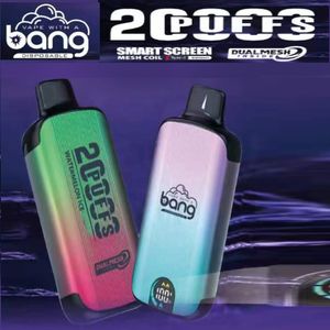 Bang 20000 Puffs Smart Screen E-cigarettes jetables Vape 0% 2% 3% 5% 25 ml Pod prérempli 650 mAh Batterie rechargeable Stylo vs Puff 20k Box kit bobine à double maille