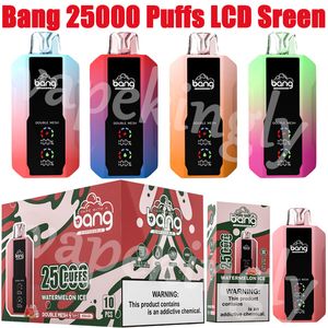 Bang 25000 Puffs Digital Vape Dernivable E Cigarettes Écran LCD 0% 2% 3% 5% 30 ml Pod Pod Double Mesh 650mAh Batterie rechargeable 12 FLAVORS PEN PUP 25K 15K 12K 9K