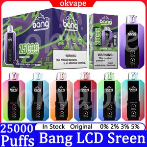 Bang 25000 Puffs LCD Écran cigarettes électroniques jetables Vape 0% 2% 3% 5% Double mail