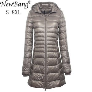 Bang 7XL 8XL Plus Long Down Jacket Women Winter Ultra Light With Hooded Coat Female Big Size Coats
