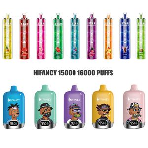 Hifancy Star 15000 16000 Puffs Vape jetable Cigarette électronique Bobine de maille Batterie rechargeable avec port de type C Stylo vaporisateur E-Cigarette Elfbars Puffbars