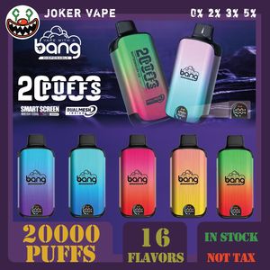 Original Bang 20000 Puff 20k puff Cigarette électronique Smart Screen Vape usa et getta 28 ml Pod preriempito 650mah Batterie ricaricabile Vaper 16 saveurs en stock