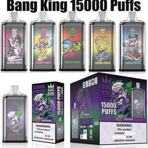 Bang King 15000 Puffs Vape jetables E Cigarettes 25ml Pod prérempli 650mah Batterie rechargeable 0% 2% 5% Puff 15k Pen