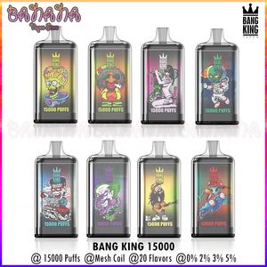 Bang King 15000 Puffs Vapes desechables Caja Bar Puff 15K Bobina de malla Recargable E Cigarrillos 25 ml Pod precargado 0% 2% 3% 5% 20 sabores Vapers