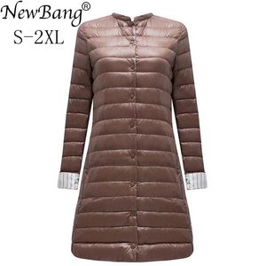 Bang Ultra Light Down Jacket Mujer Chaqueta portátil para mujer Winter Long Feather Slim Parkas Stand Collar Womens Down Jackets 211007