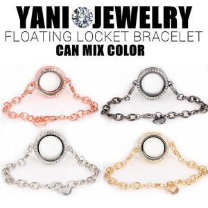 Bracelet 10 pièces/lot 25mm cristal rond Photo mémoire vivante breloques flottantes Relicario médaillon chaîne Bracelet pour femmes bijoux en gros