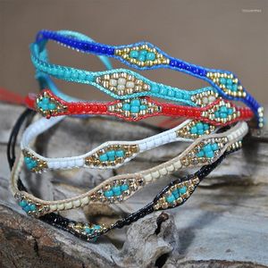 Brazalete 12 UNIDS Paquete de Pulseras Ajustables de Tejido Hecho A Mano Puro Cuentas de Cristal de Colores Piedra Natural Joyería Bohemia Al Por Mayor