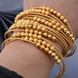 Brazalete de 18k, 4 unidades por lote, brazaletes de Color dorado indio para mujer, joyería de cuentas, brazaletes africanos, pulseras para mujer, regalos de joyería de cumpleaños
