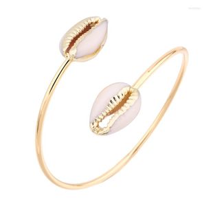 Brazalete 1 pieza Bohemia concha Natural Color dorado pulsera abierta mujer elegante moda playa mar concha joyería ajustable B12