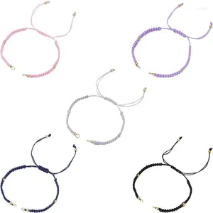 Brazalete 20pcs 5 colores Pulseras de cordón trenzado de nylon Hilo de cuerda de ola a medio acabado con anillos de salto y latón redondo