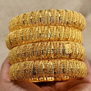 Armreif 24k Gold Farbe Armreifen für Frauen Gold Armbänder Hochzeit Party Brautschmuck Joias Ouro Fabrikpreis Vint 230906
