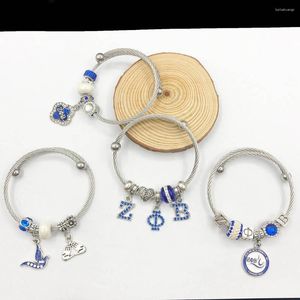 Brazalete de 4 estilos hecho a mano con cuentas azules europeas ZPB flor de ciruelo pájaro de la paz amuleto ajustable brazaletes pulsera joyería