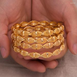 Bracelet 4 pièces/lot 24K Dubai manchette couleur or Bracelet mode femmes homme bijoux cuivre grand anneau cadeau