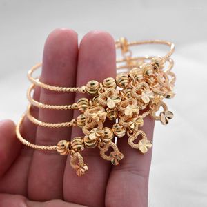 Brazalete 4 unids/lote 24K brazaletes de lujo para mujer chica Color dorado brazaletes Dubai fiesta novia boda pulsera africana esposa regalos