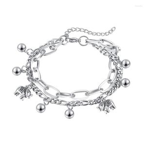 Brazalete 634C Pulsera de cadena de elefante Cerradura ajustable Toggle Tobillo Nudo Brazaletes para niña adolescente Mujer Decoración delicada