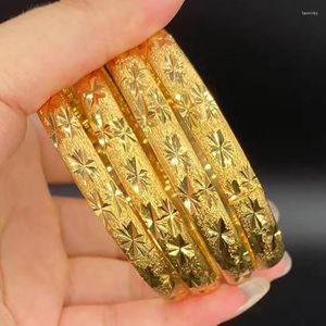 Brazalete de Dubái de 8mm/64mm para mujer, joyería etíope, pulseras de Oriente Medio, Color dorado de 24 quilates, regalos de boda francesa para niñas