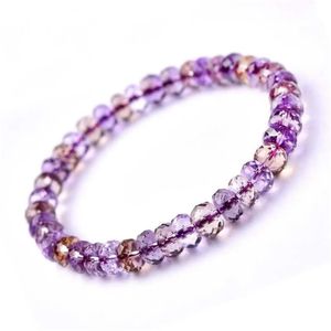 Bracelet en cristal d'amétrine Natural Amethyst Bijoux pour les femmes à facettes Abacus Perles rondes