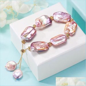 Le fabricant de bracelets joncs fournit directement un bracelet en perles violettes baroques d'eau douce en forme spéciale pour les filles à concevoir Dhuhb