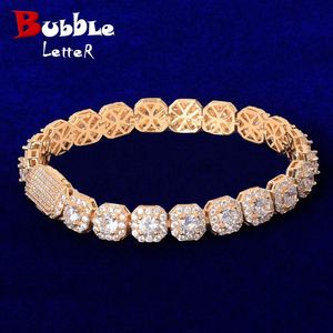 Bracelet de Tennis en forme de lettres à bulles pour hommes, plaqué or véritable, bijoux Hip Hop glacés, livraison gratuite, tendance 2021