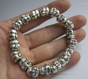 Bracelet tête de bouddha Miao Bracelet en argent bijoux pour hommes et femmes perles à la main Maitreya bouddha cordes à garder en sécurité
