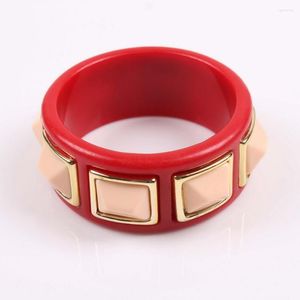 Brazalete colorido Punk Stud Spike resina rojo sexo pulseras pirámide diseño cuentas múltiples capas oro Color cristal aleación Metal joyería