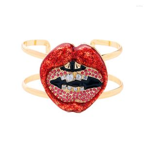 Brazalete Cool Big Red Lip Fashion Declaración Joyería 2023 Mujer Open Cuff Accesorios