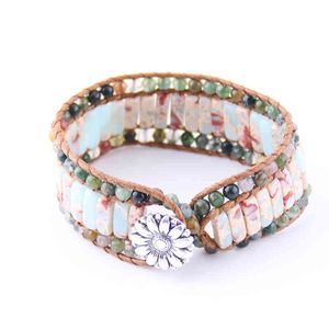 Bracelet Designer Bijoux Drop Ship Mode Belle Énergie Perlée Manchette À La Main En Pierre Naturelle Tube Perles Wrap Bracelets