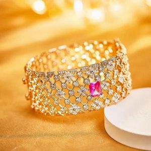 Brangle Europe America Style Fashion Bracelet haut de gamme Bracelet Femme Lady Inclay Cumbic Zircon Hollow Out plaqué Gold Rose Couleur