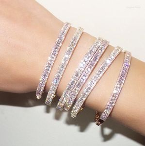 Bracelet européen dernière conception mode bijoux à la mode zircon cubique Cz bande Bling cristal manchette cadeau de fête pour les femmes