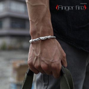 Brazalete de moda de plata antigua pulsera tallada a mano joyería creativa única para pareja GiftBangle Inte22