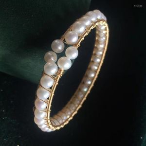 Bracelet mode personnalité fait à la main naturel perle d'eau douce bracelets de manchette pour les femmes de haute qualité or rempli bracelets en gros