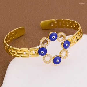 Brazalete de moda personalizado Medieval turco Evil Blue Eye Cuff para mujer lujo Vintage marca diseñador mano joyería Decoración