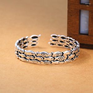 Bangle Fashion Simple Hollow Small Fish Open Bracelets for Women Retro Plate Color Animals Bangles Holiday Jewelry Accessors