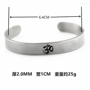 Brazalete de moda de acero inoxidable OM Yoga brazalete hindú budista hinduismo India pulsera abierta hombres mujeres Punk Raym22