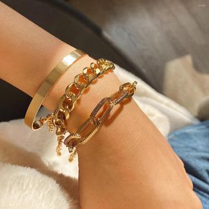Bracelet mode femmes multicouche métal Bracelet ensemble lourd couleur or cuivre chaîne cristal femmes Bijoux Bijoux