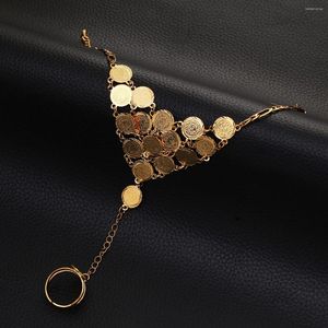 Brazalete de moneda de Color dorado para mujer, signo de dinero árabe musulmán islámico, joyería de Oriente Medio