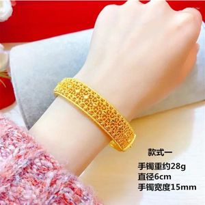 Bangle Gold Shop 9999 Bracelet Femme Creux Dragon Et Phoenix Mariage Boucle Transfert