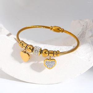 Bracelet Greatera Romantique Rhinstone Coeur Perles Charme Bracelets En Acier Inoxydable Bracelets Pour Femmes Plaqué Or Bijoux Cadeau D'anniversaire