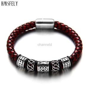 Bracelet HMSFELY hommes mode bracelet en cuir en acier inoxydable Viking pendentif avec perles bracelets bijoux bracelets pour hommes fermoir bracelet magnétique 240319