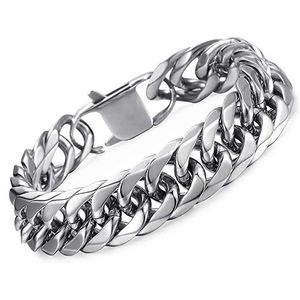 Bracelet HNSP 8MM -14MM large épais en acier inoxydable Bracelet Homme chaîne à main pour hommes mâle Punk bijoux accessoire petit ami cadeau 230919