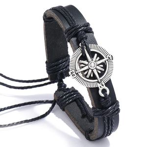 Bracelet Jessingshow hommes Vintage boussole alliage accessoires Bracelet en cuir religieux hommes femmes bijoux faits à la main taille réglable