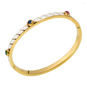 Bangle Jinhui Colorido Luz de lujo Pulsera de chicle de lujo Color Color de circón Control de acero inoxidable Joyería para mujeres