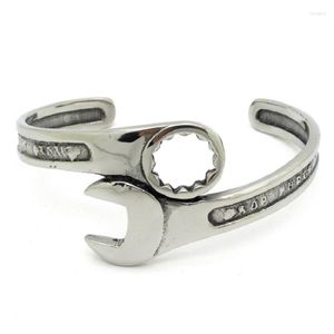 Bracelet en acier inoxydable pour hommes Bracelet pour hommes Bijoux en gros Rock Punk Titanium Locomotive Wrench