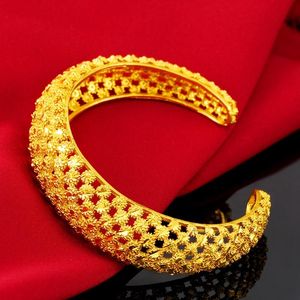 Bangle Mesh Yellow Gold Filled Solid Womens Bracelet Wedding Party GiftBangleBangle