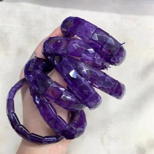 Brangle Natural Amethyst Stone Beads Bracelet Natural Gemstone Jewelry Bangle For Woman for Gift Wholesale!