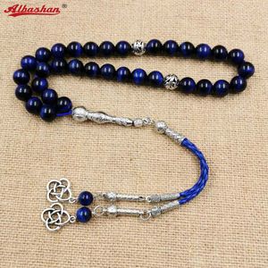 Bracelet Oeil de tigre bleu naturel Tasbih Bracelets homme musulman Cadeau Eid misbaha accessoires 33 66 99 perles de prière pierre précieuse chapelet islamique 230915