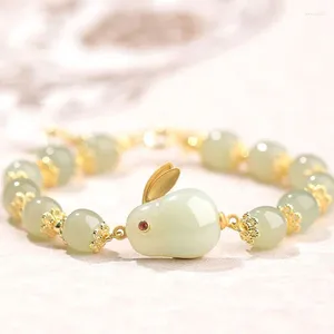 Brazalete Piedra Natural Jade Pulsera Estilo Étnico Vintage