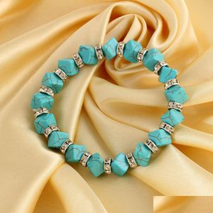 Bangle Nouvelle mode 10 pièces/lot classique Vintage Turquoise Bracelet bracelet mignon pendentif Tibet Sier pierre naturelle cadeaux livraison directe Dhyks