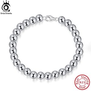 Bracelet ORSA JEWELS 4mm Perle Boule Strand Chaîne Bracelet 925 En Argent Sterling Mode Femmes Bracelet Bijoux Cadeaux 6.5/7/7.5/8 Pouce SB103