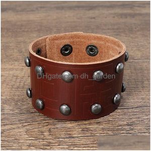 Bracelet Punk Rivet Large Bouton De Manchette En Cuir Bouton Réglable Bracelet Bracelet Pour Hommes Femmes Bijoux De Mode Drop Livraison Bracelets Dhzvd